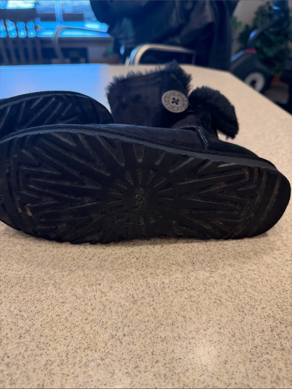 UGG Black Shearling-Lined Short Winter Boots